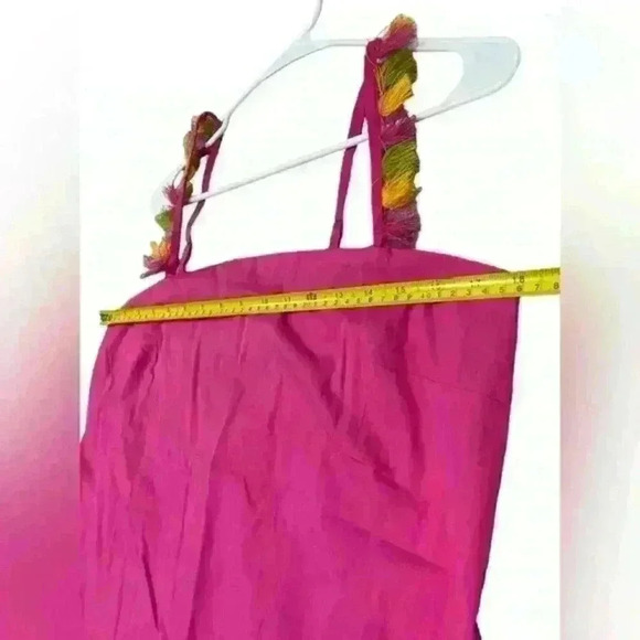 NWT Anthropologie The Hartley Shift Mini Dress Neon Pink with Tassels Size M - Picture 14 of 15
